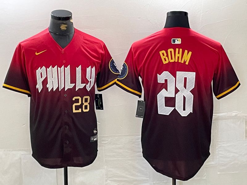 Men Philadelphia Phillies 28 Bohm Red City Edition Nike 2024 MLB Jersey style 4